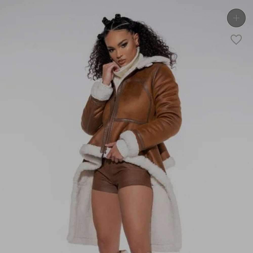AZALEA WANG AVIATOR SHEARLING TRENCH JACKET
